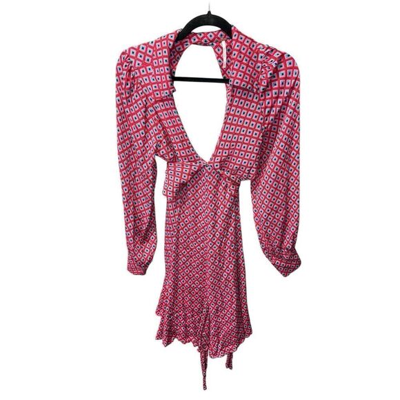 Free People ItโTakes Two Pop Combo Long Sleeve Open Back Mini Dress Size M - Picture 5 of 12